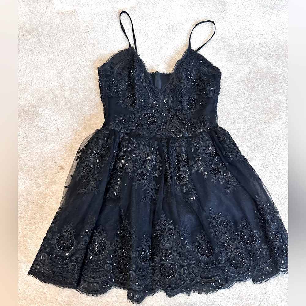 Hand made, beads embroidered prom/party mini dress.